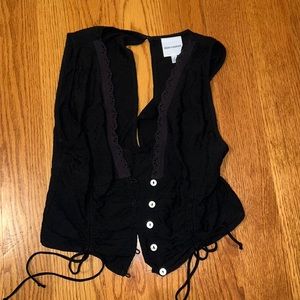 Black cropped button up top